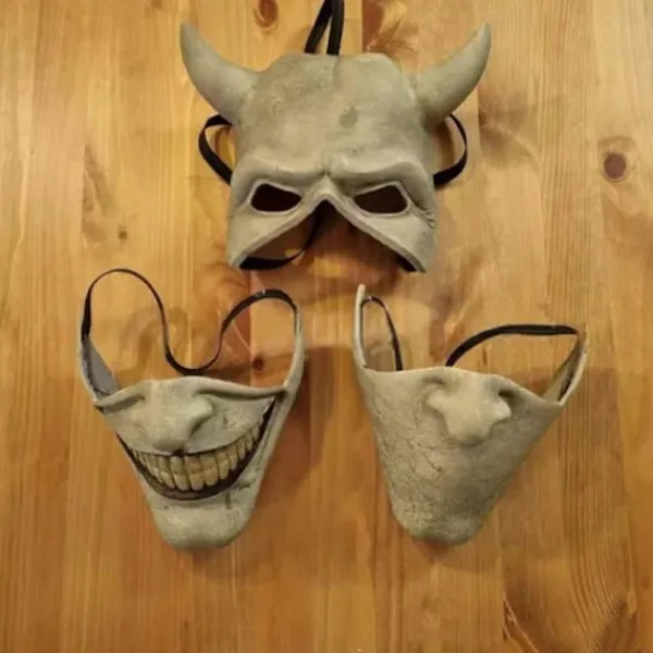 Graber Cosplay Mask, Svart Telefonmask, Skräckfilm, Halloween, Läskig Mask, Herrkostymmask (Ljusgrå)> Masker