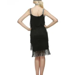 Great Gatby Klänning 1920-tal Fet Vintage Pärlband Kvinnoklänningar Black> Dräkter