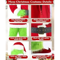 Grinch Juldräktset för vuxna med mask 7-delars [JUN] L><noscript><img width=