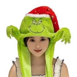 Grinch Jultomte Älg Pepparkaksgubbe Julgran Rörliga Öron Hatt Plysch Rörliga Kepsar (Grinch)> Huvudbonader