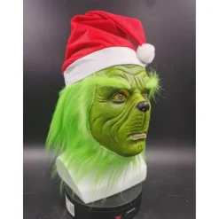 Grinchen Full Head Latex Mask med Peruk Tomteluva Monster Cospla><noscript><img width=