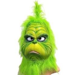 Grön Hårig Monster Grinchen Mask Latex Huvudbonad Clown Julmask Rekvisita1> Masker