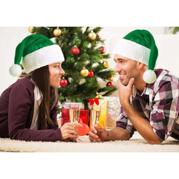 Grön Jultomte Vuxen Lyxig Jultomtedräkt> Huvudbonader