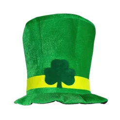 Grön sammetshamrockshatt för St Patrick's Day för män och kvinnor, irländsk festcosplay[D]> Huvudbonader