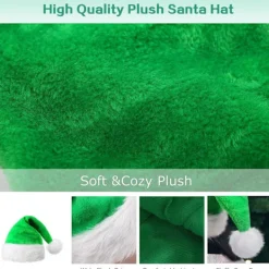 Grön sammetsluva tomte, lyxig julhatt för vuxna, tomteluvor för kvinnor och män, tomteluvor, juldekoration><noscript><img width=