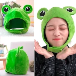 Groda Hatt med Stora Ögon Rolig Kostymhatt för Vuxna Nyhet Hatt Tecknad Plysch Groda Huvudbonad Mössa Söt Cosplay Kostym Utklädnad Hatt för Kvinnor Män | Fyndiq><noscript><img width=