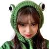 Groda Hatt Stickad Groda Hatt Virkad Hårband Söt Utomhus Stor Ögon Groda Mössa Öronskydd Festival Cosplay Hatt Kvinnor Flickor> Huvudbonader