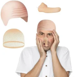 Gru Kostym Tillbehör Flintskallig Hatt Set Svart Grå Randig Halsduk Falsk Näsa Flintskalliga Mössor Halloween Kostym Tillbehör för Man Svart><noscript><img width=