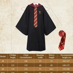 Gryffindor Trollkarlsrock Gryffindor Uniformsrock, Kappa och Slips, Trollkarlsklädsel för Vuxna, Halloween Cosplay-FF- (XL)><noscript><img width=