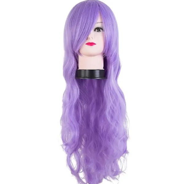 Gul peruk Fei-show syntetisk värmebeständig fiber karneval kvinnor Peruca Perruque Peruk tecknad film kostym Cosplay långt lockigt hår (26 tum, lila) | Fyndiq> Peruker