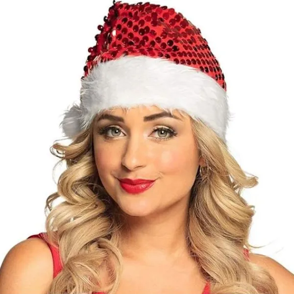 Guld Färg Glitter Julhatt för Vuxna, En Storlek> Huvudbonader