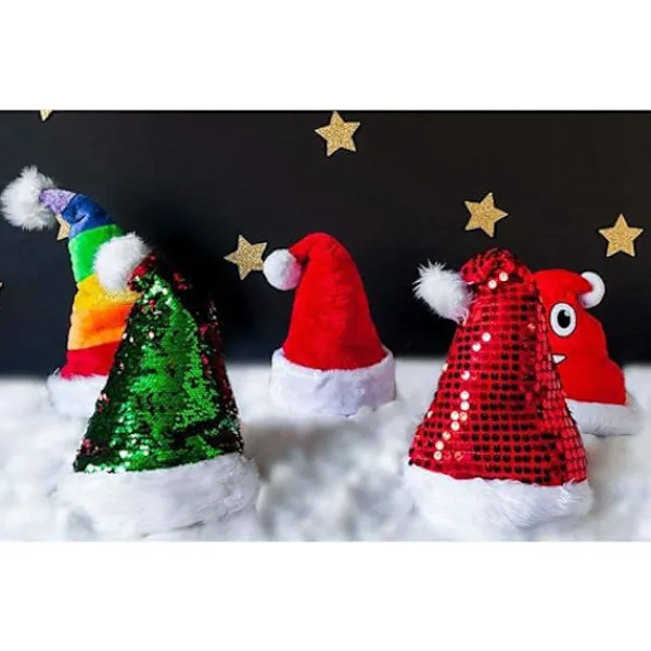 Guld Färg Glitter Julhatt för Vuxna, En Storlek> Huvudbonader