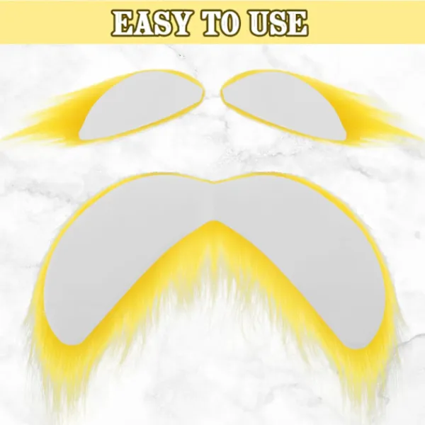 Unbranded Gult Skägg och Ögonbryn Cosplay Kostymtillbehör Roliga Festartiklar Herr Dam> Tillbehör