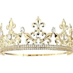 Gyllene Kungakrona för Män Justerbar Imperial Medeltida Födelsedagskrona Bal Kungar> Huvudbonader