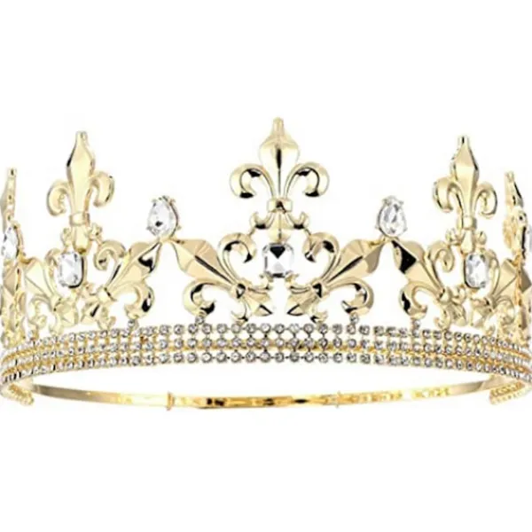 Gyllene Kungakrona för Män Justerbar Imperial Medeltida Födelsedagskrona Bal Kungar> Huvudbonader
