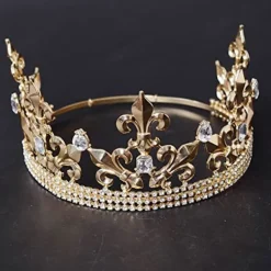 Gyllene Kungakrona för Män Justerbar Imperial Medeltida Födelsedagskrona Bal Kungar><noscript><img width=