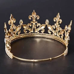 Gyllene Kungakrona för Män Justerbar Imperial Medeltida Födelsedagskrona Bal Kungar><noscript><img width=