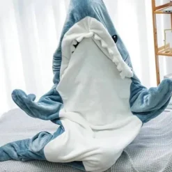 Hajfilt Hoodie Onesie för Vuxna och Barn, Mjuk Flanell Hajdräkt Sovsäck 190cm XL> Dräkter