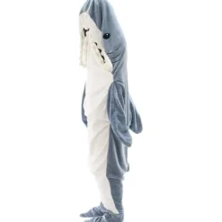 Hajformad filt-hoodie Hajfilt Supermjuk mysig flanell-hoodie Hajsovsäck Haj Onesie filt Hajsvans Bärbar fleecefilt Sha 2XL> Dräkter