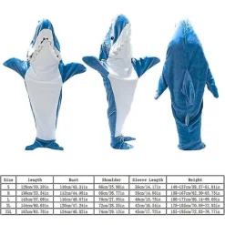 Hajformad filt-hoodie Hajfilt Supermjuk mysig flanell-hoodie Hajsovsäck Haj Onesie filt Hajsvans Bärbar fleecefilt Sha 2XL> Dräkter