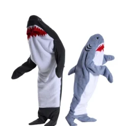 Hajformad sovsäck filt tecknad djur jumpsuit flanell herr och dam hem kläder haj pyjamas 190><noscript><img width=