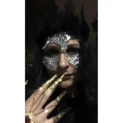 LAIQIANKUA Halloween 1 bit festlig skalle ansikte tänder smink klistermärke><noscript><img width=