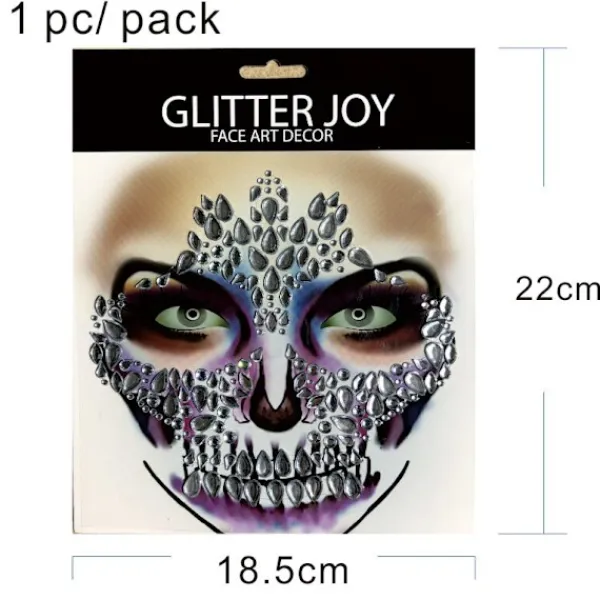 KOOLYOU Halloween 1 bit festlig skalle ansikte tänder smink klistermärke> Smink