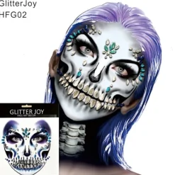 LAIQIANKUA Halloween 1 bit Skull Makeup Party Face Gem Sticker> Smink