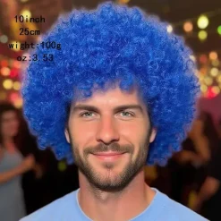 Halloween Afro cosplay bubbelhuvud peruk personlighetsfärg kort lockigt hår (gul)> Peruker