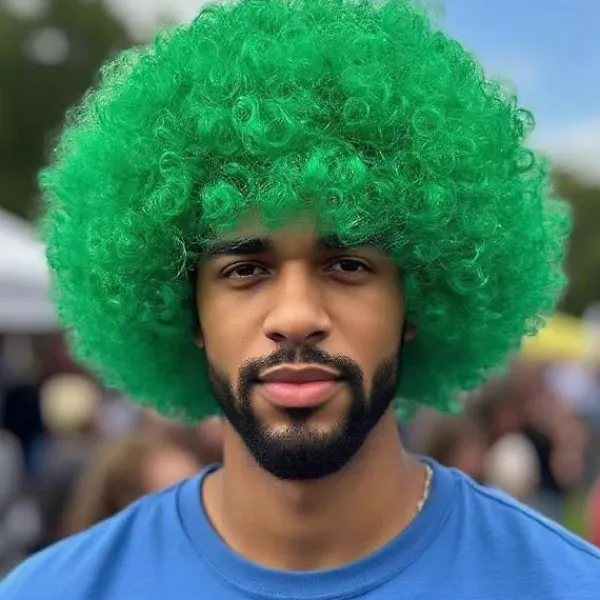Halloween Afro cosplay bubbelhuvud peruk personlighetsfärg kort lockigt hår (Rött garn)> Peruker