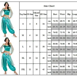 ECORP Halloween Aladdin Jasmine Prinsessa Maskerad Karneval Cosplay Kostym S för Kvinnor Blå Grön M> Dräkter