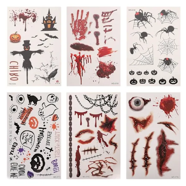 Halloween ansikte tatuering klistermärken Halloween tillfälliga tatuering klistermärken (19X12 cm, svart)> Smink