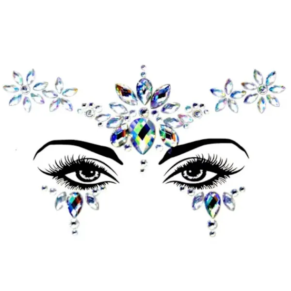 Halloween ansiktsjuveler festival kvinnlig sjöjungfru ansiktsjuveler glänsande 9 set strass rave festival ansiktsjuveler, kristall ansiktsklistermärke ögon ansiktskropp tillfällig tatuering | Fyndiq> Smink