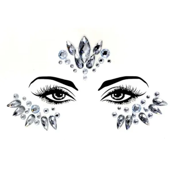 Halloween ansiktsjuveler festival kvinnlig sjöjungfru ansiktsjuveler glänsande 9 set strass rave festival ansiktsjuveler, kristall ansiktsklistermärke ögon ansiktskropp tillfällig tatuering | Fyndiq> Smink
