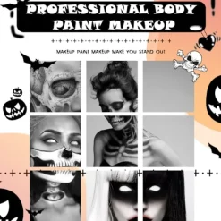 Xuigort Halloween ansiktsmålning kit svart och vitt högpigmenterad ansiktskroppsfärg för DIY cosplay temafester><noscript><img width=