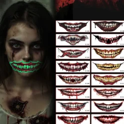 Halloween Ansiktstatueringar | Självlysande ärr 13D Vattentäta Festdekorationsklistermärken*6*18cm* 6*18cm> Smink