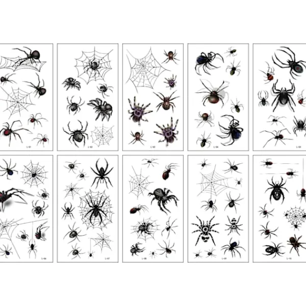 Halloween Barn Tatuering Klistermärken Pumpa Häxa Tecknad Dödskalle Parodi Tatuering Klistermärke Spider-FD-> Smink