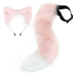 Halloween COS Simulation Fox Plysch Svans Kläder Tillbehör Djursvans Katt Pannband Hårrosett Huvudbonad - Perfekt> Tillbehör