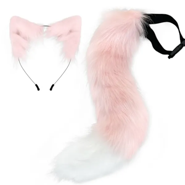 Halloween COS Simulation Fox Plysch Svans Kläder Tillbehör Djursvans Katt Pannband Hårrosett Huvudbonad - Perfekt> Tillbehör