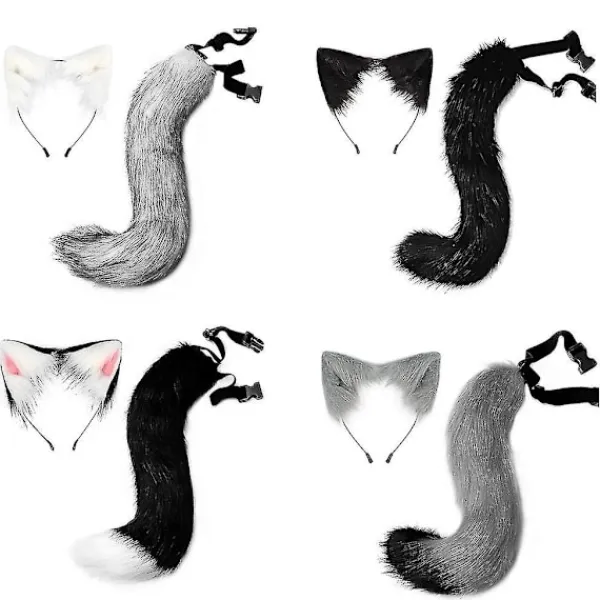 Halloween COS Simulation Fox Plysch Svans Kläder Tillbehör Djursvans Katt Pannband Hårrosett Huvudbonad - Perfekt> Tillbehör