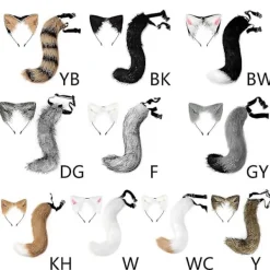 Halloween COS Simulation Fox Plysch Svans Kläder Tillbehör Djursvans Katt Pannband Hårrosett Huvudbonad - Perfekt><noscript><img width=