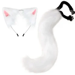 Halloween COS Simulerad Räv Plysch Svans Klädtillbehör Djur Svans Katt Öron Hårbåge Huvudbonader> Tillbehör