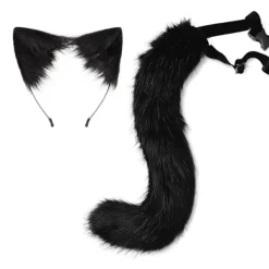 Halloween COS Simulerad Räv Plysch Svans Klädtillbehör Djur Svans Katt Öron Hår Rosett Huvudbonader> Tillbehör