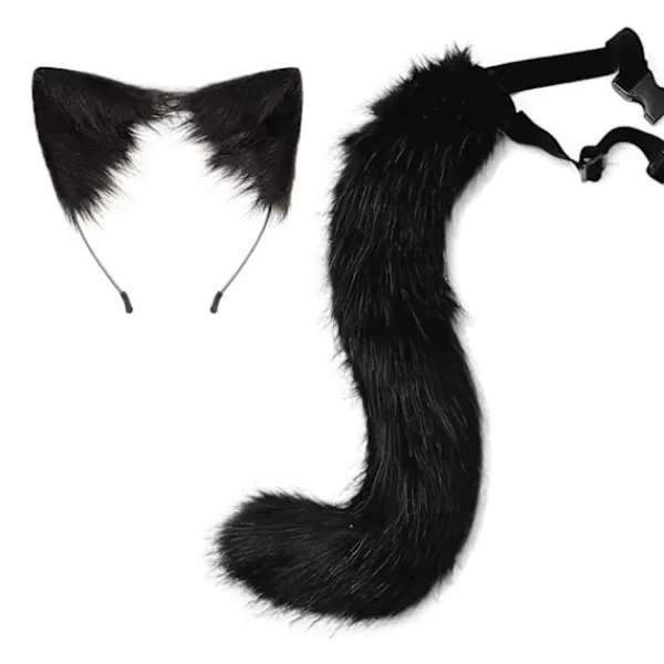 Halloween COS Simulerad Räv Plysch Svans Klädtillbehör Djur Svans Katt Öron Hår Rosett Huvudbonader> Tillbehör