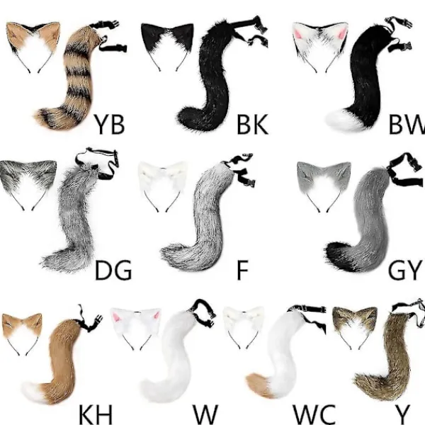 Halloween COS Simulerad Räv Plysch Svans Klädtillbehör Djur Svans Katt Öron Hår Rosett Huvudbonader> Tillbehör