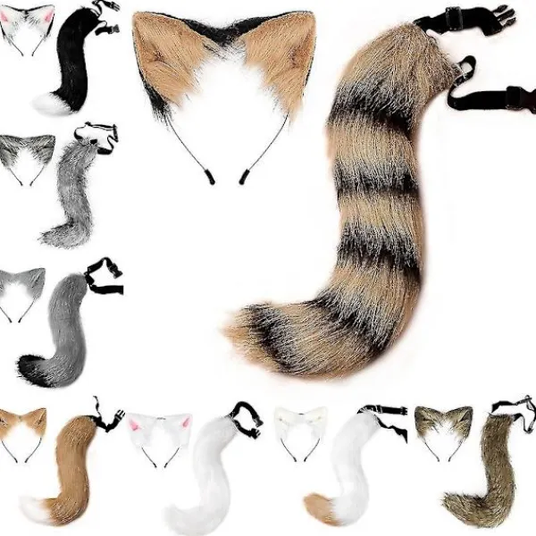 Halloween COS simulering räv plysch svans kläder tillbehör djur svans katt öra hår rosett huvudbonader - Perfet _tfrf> Tillbehör