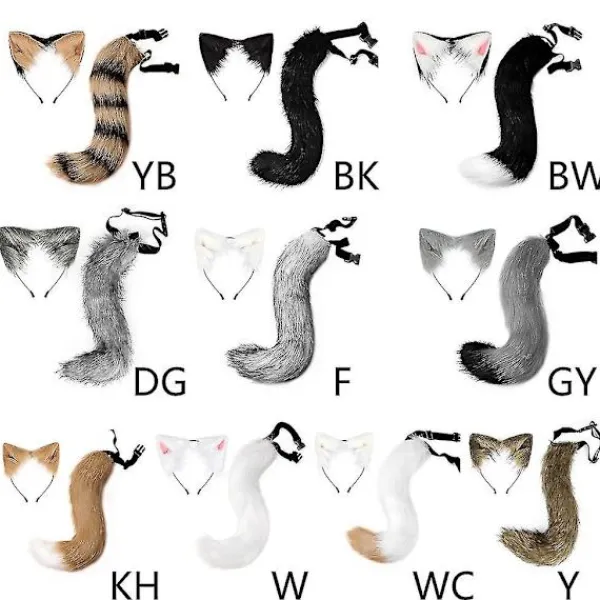 Halloween COS simulering räv plysch svans kläder tillbehör djur svans katt öra hår rosett huvudbonader - Perfet _tfrf> Tillbehör