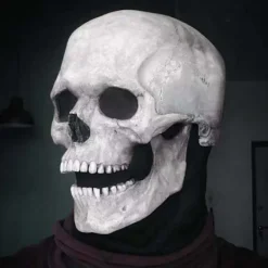 Halloween Cosplay Rörlig Käke Hel Huvud Skalle Mask Läskigt Skelett mörk färg> Masker