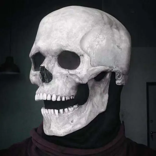 Halloween Cosplay Rörlig Käke Hel Huvud Skalle Mask Läskigt Skelett mörk färg> Masker