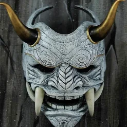 Halloween Cosplay Samurai Oni Mask Latex Huvudbonad Maskerad Mask> Masker